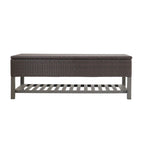 Panca contenitore in vimini marrone multi con ripiano, 2 posti a sedere