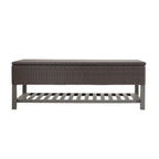 Panca contenitore in vimini marrone multi con ripiano, 2 posti a sedere