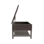 Panca contenitore in vimini marrone multi con ripiano, 2 posti a sedere