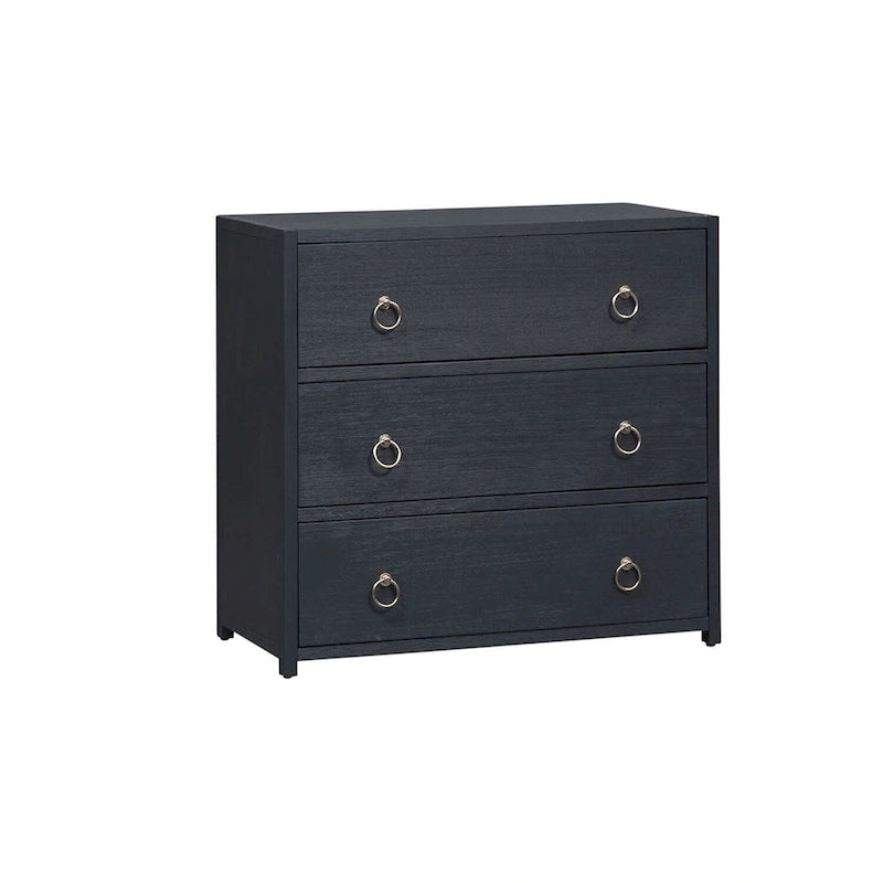 Mobiletto a 3 cassetti spazzolato metallico denim, bianco e nero