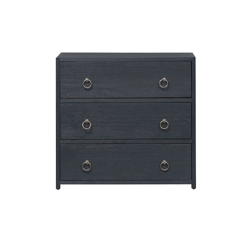 Mobiletto a 3 cassetti spazzolato metallico denim, bianco e nero