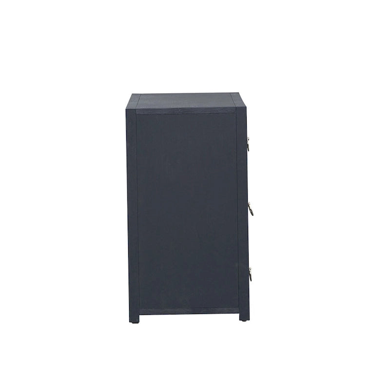 Mobiletto a 3 cassetti spazzolato metallico denim, bianco e nero