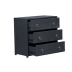 Mobiletto a 3 cassetti spazzolato metallico denim, bianco e nero