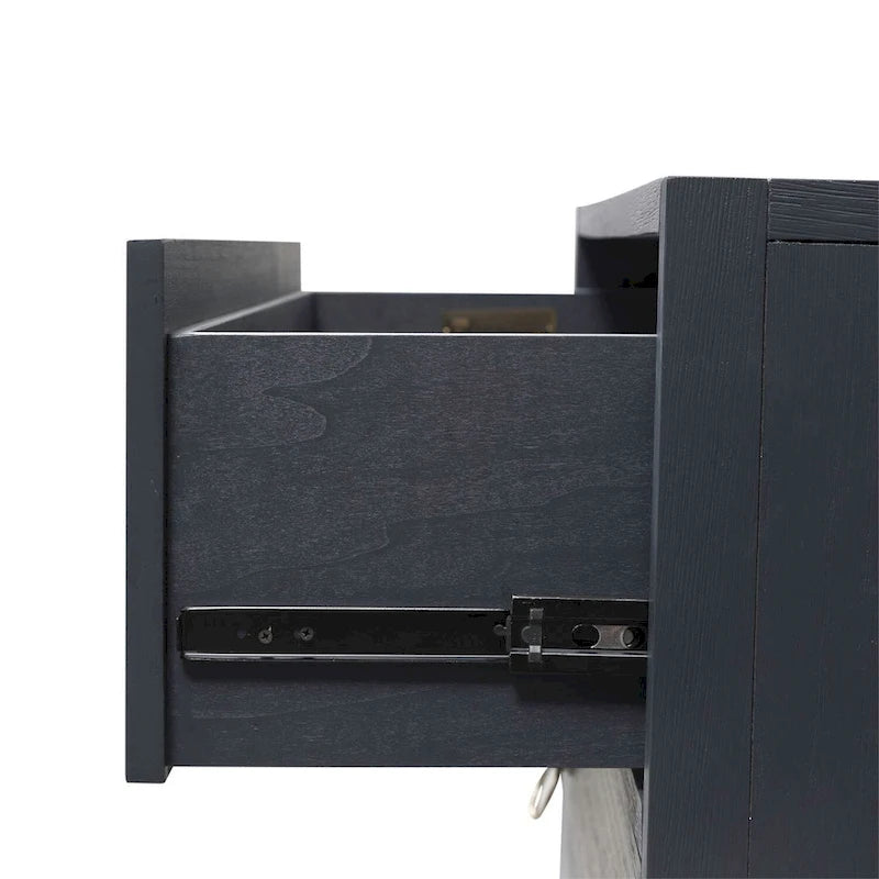 Mobiletto a 3 cassetti spazzolato metallico denim, bianco e nero