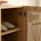 Scarpiera in rovere con doppia anta e rete in rattan