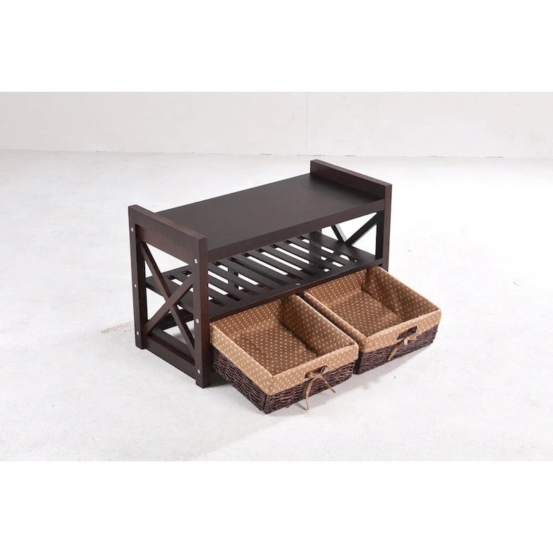 Panca contenitore in legno moderno Cherry, 1 posto