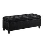 Panca contenitore imbottita in lino color azzurro / lino / nero / grigio con gambe a spillo, 1 posto