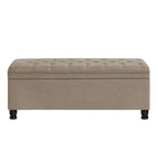 Panca contenitore imbottita in lino color azzurro / lino / nero / grigio con gambe a spillo, 1 posto