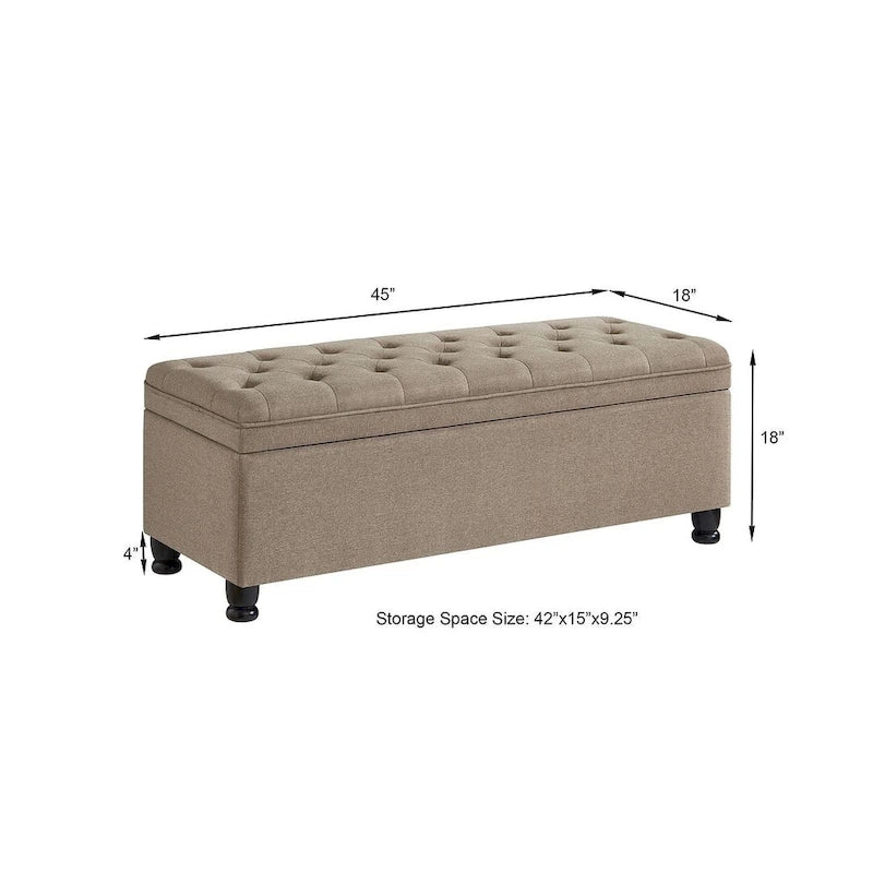 Panca contenitore imbottita in lino color azzurro / lino / nero / grigio con gambe a spillo, 1 posto