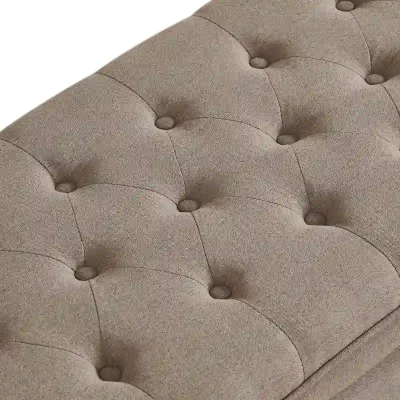 Panca contenitore imbottita in lino color azzurro / lino / nero / grigio con gambe a spillo, 1 posto