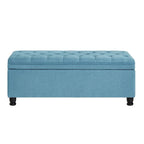 Panca contenitore imbottita in lino color azzurro / lino / nero / grigio con gambe a spillo, 1 posto