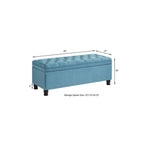 Panca contenitore imbottita in lino color azzurro / lino / nero / grigio con gambe a spillo, 1 posto