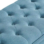 Panca contenitore imbottita in lino color azzurro / lino / nero / grigio con gambe a spillo, 1 posto