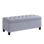 Panca contenitore imbottita in lino color azzurro / lino / nero / grigio con gambe a spillo, 1 posto