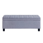 Panca contenitore imbottita in lino color azzurro / lino / nero / grigio con gambe a spillo, 1 posto
