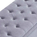 Panca contenitore imbottita in lino color azzurro / lino / nero / grigio con gambe a spillo, 1 posto