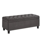 Panca contenitore imbottita in lino color azzurro / lino / nero / grigio con gambe a spillo, 1 posto