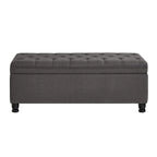 Panca contenitore imbottita in lino color azzurro / lino / nero / grigio con gambe a spillo, 1 posto