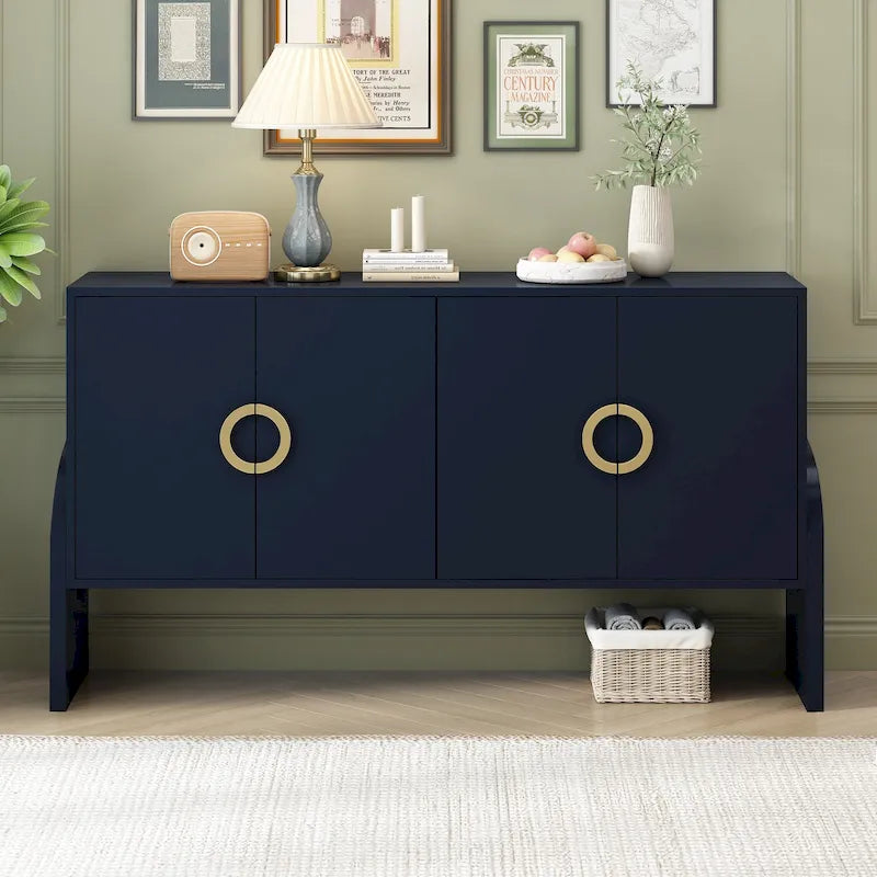 Armadietto multiuso 86 cm H con ripiani regolabili, colore Bianco/Nero/Blu scuro, montaggio 1 persona