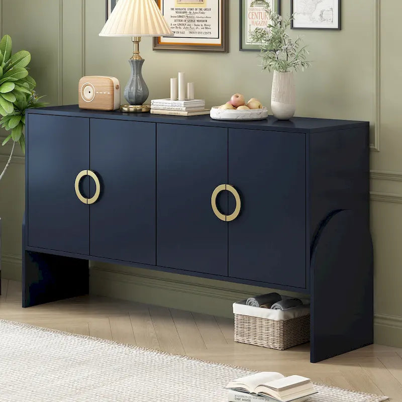 Armadietto multiuso 86 cm H con ripiani regolabili, colore Bianco/Nero/Blu scuro, montaggio 1 persona