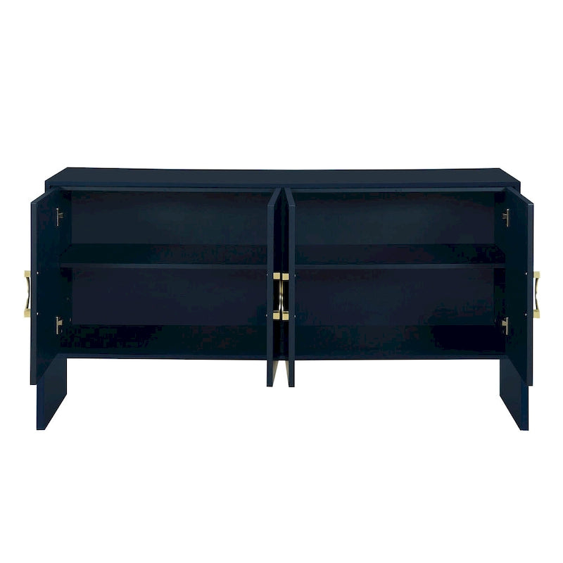 Armadietto multiuso 86 cm H con ripiani regolabili, colore Bianco/Nero/Blu scuro, montaggio 1 persona