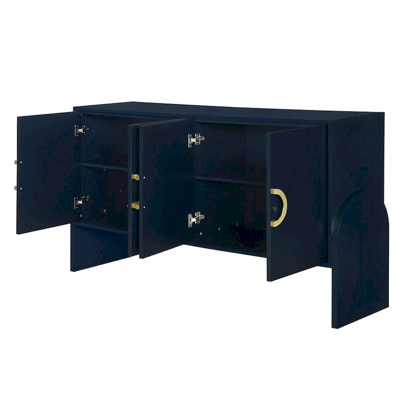 Armadietto multiuso 86 cm H con ripiani regolabili, colore Bianco/Nero/Blu scuro, montaggio 1 persona