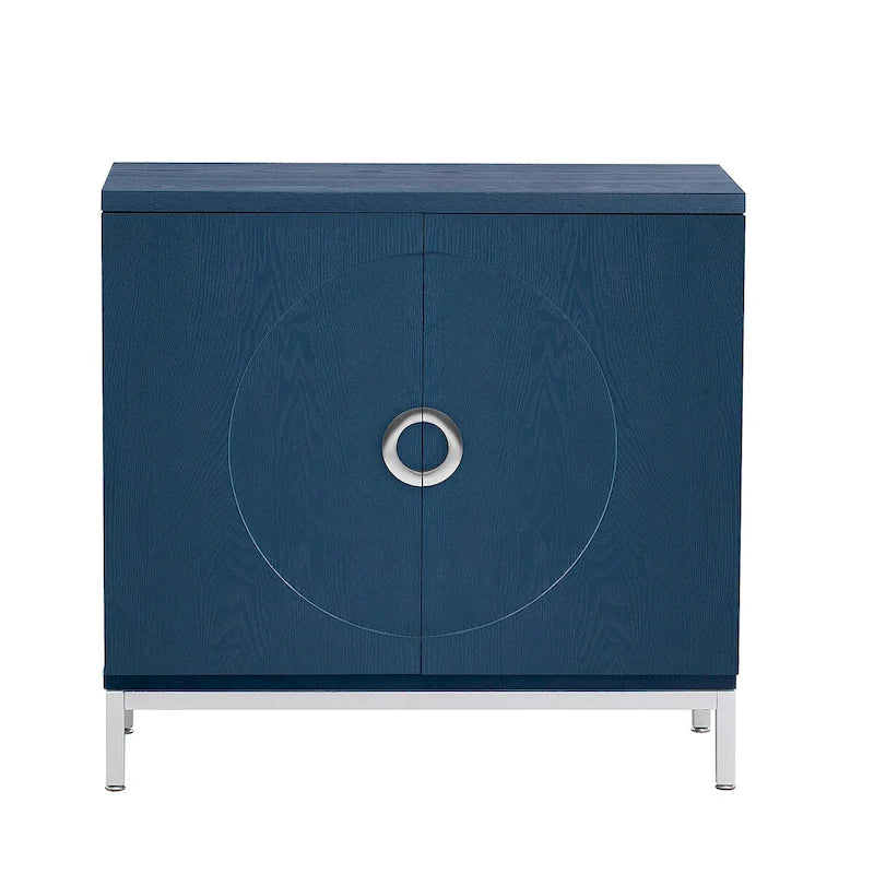 Credenza/Mobile Buffet in impiallacciatura di legno blu/nero – Singola, 34"L×15,5"P×31,9"H