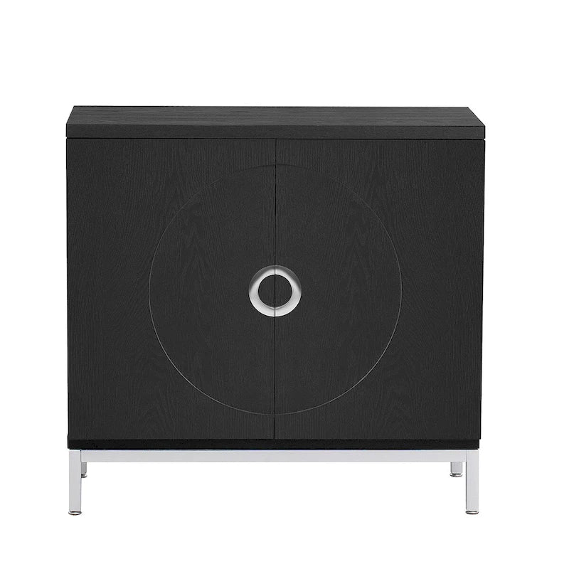 Credenza/Mobile Buffet in impiallacciatura di legno blu/nero – Singola, 34"L×15,5"P×31,9"H