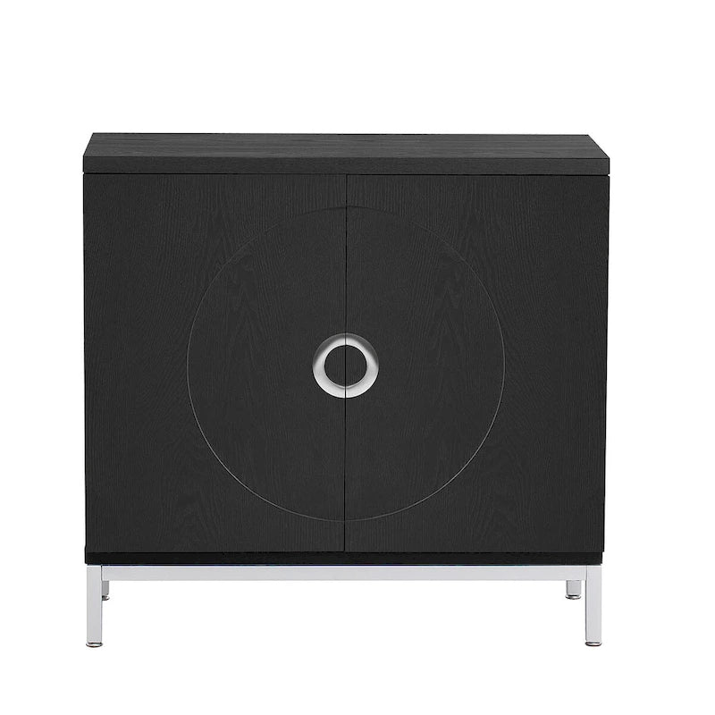 Accent Cabinet with Solid Wood Veneer and Metal Leg Frame - 34 L x 15.5 W x 31.9 H
