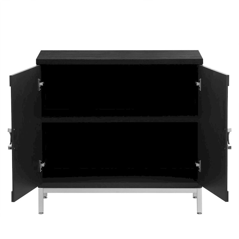 Credenza/Mobile Buffet in impiallacciatura di legno blu/nero – Singola, 34"L×15,5"P×31,9"H