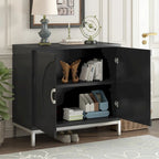 Credenza/Mobile Buffet in impiallacciatura di legno blu/nero – Singola, 34"L×15,5"P×31,9"H