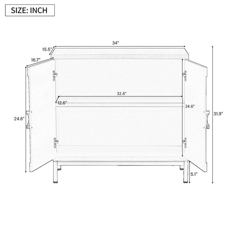 Credenza/Mobile Buffet in impiallacciatura di legno blu/nero – Singola, 34"L×15,5"P×31,9"H