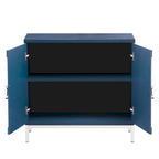 Credenza/Mobile Buffet in impiallacciatura di legno blu/nero – Singola, 34"L×15,5"P×31,9"H