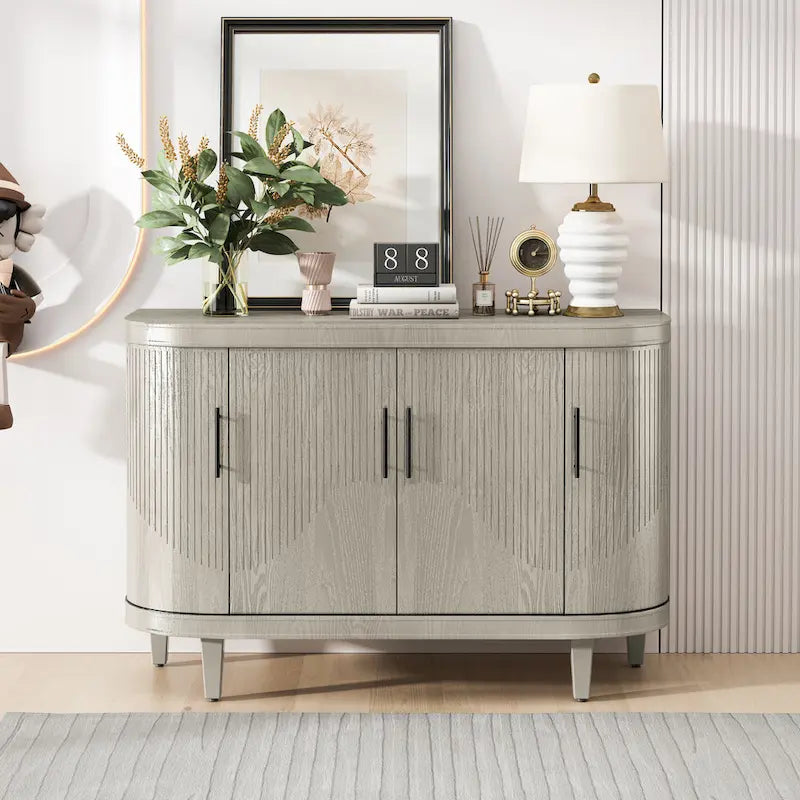 Credenza a 4 ante champagne/blu con ripiani regolabili