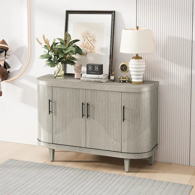 Credenza a 4 ante champagne/blu con ripiani regolabili