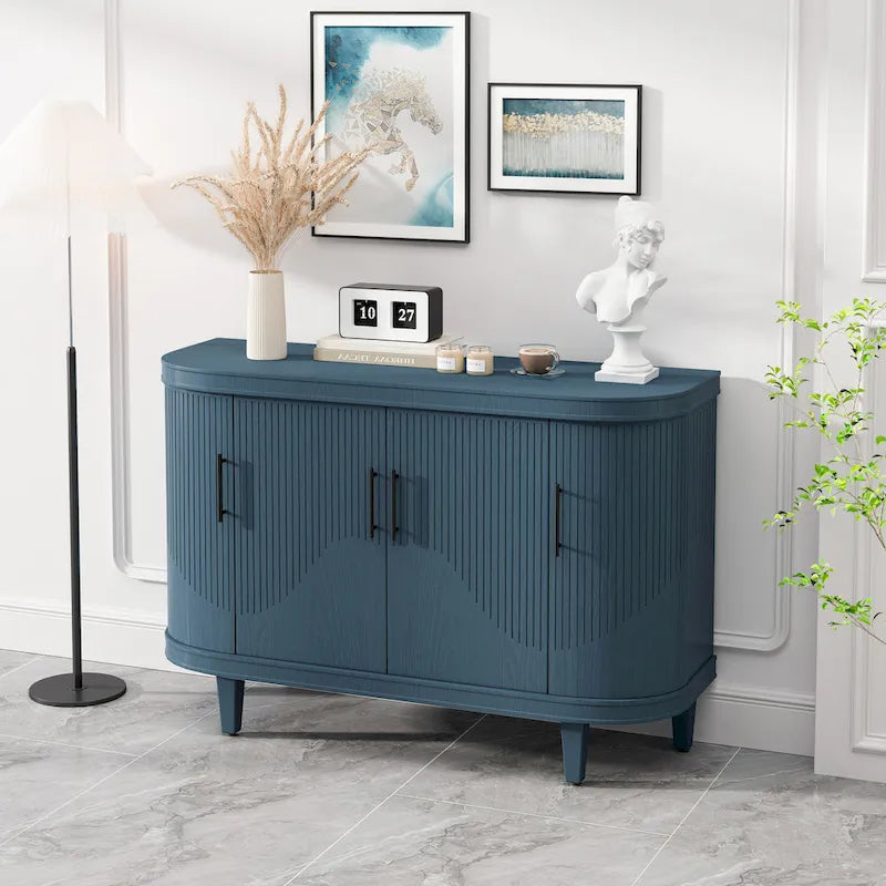 Credenza a 4 ante champagne/blu con ripiani regolabili