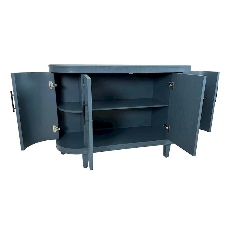 Credenza a 4 ante champagne/blu con ripiani regolabili