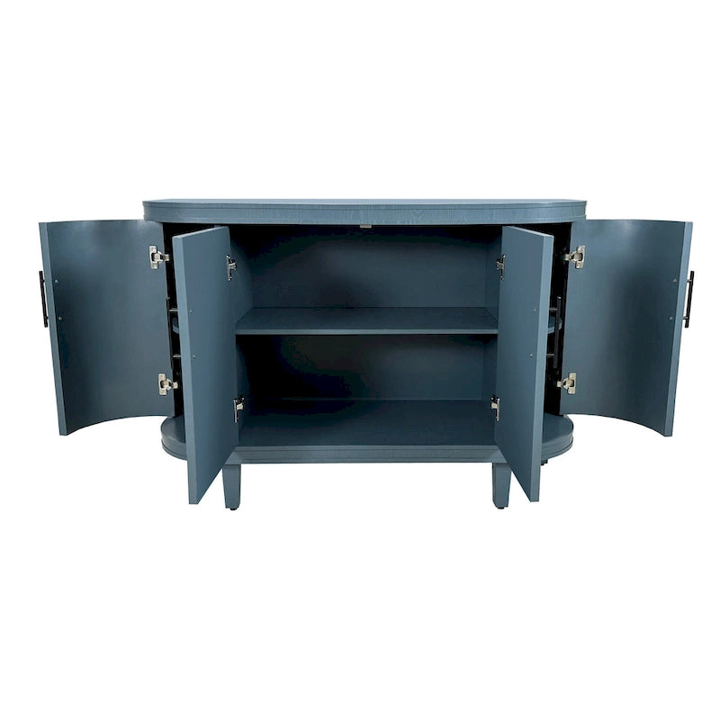 Credenza a 4 ante champagne/blu con ripiani regolabili
