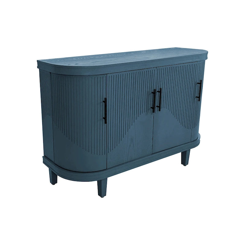 Credenza a 4 ante champagne/blu con ripiani regolabili