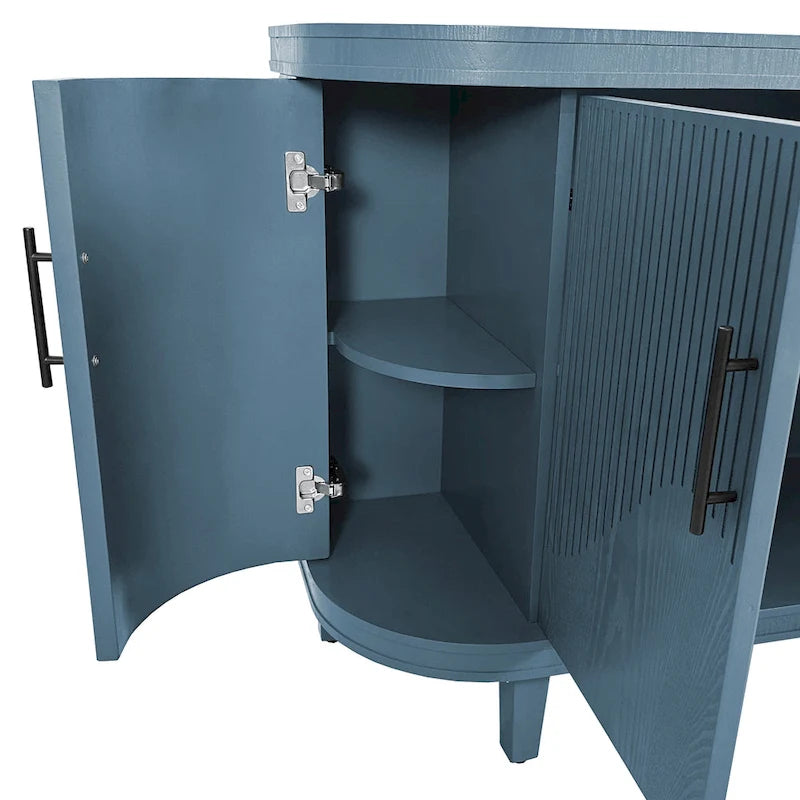 Credenza a 4 ante champagne/blu con ripiani regolabili