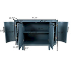 Credenza a 4 ante champagne/blu con ripiani regolabili