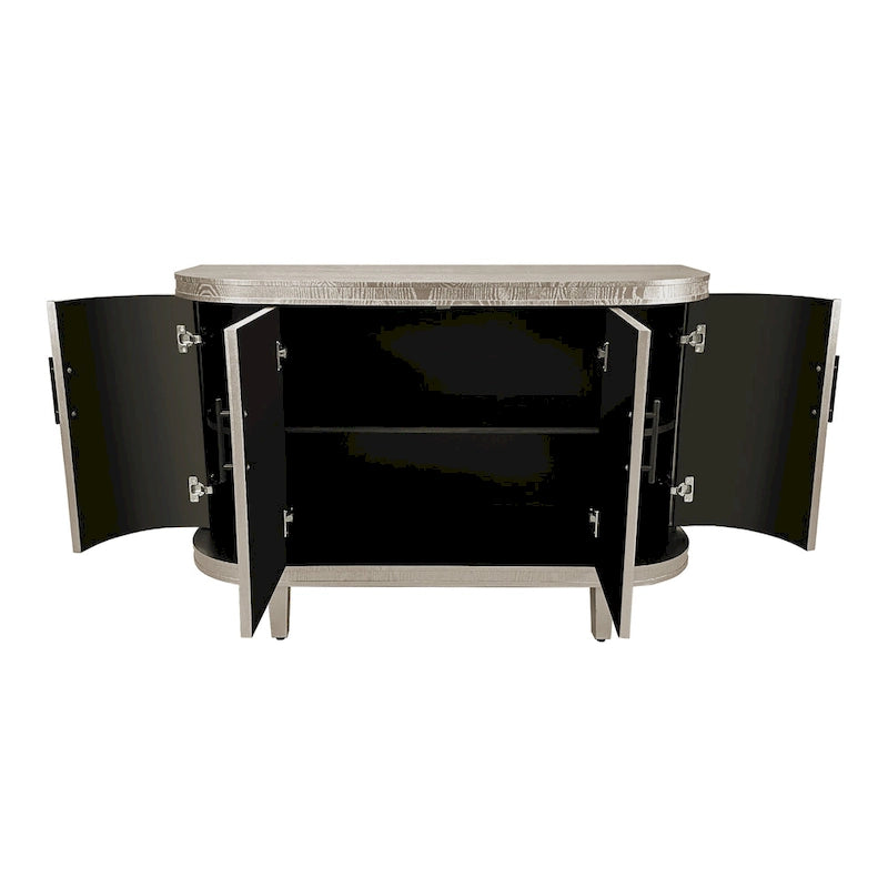 Credenza a 4 ante champagne/blu con ripiani regolabili