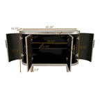 Credenza a 4 ante champagne/blu con ripiani regolabili