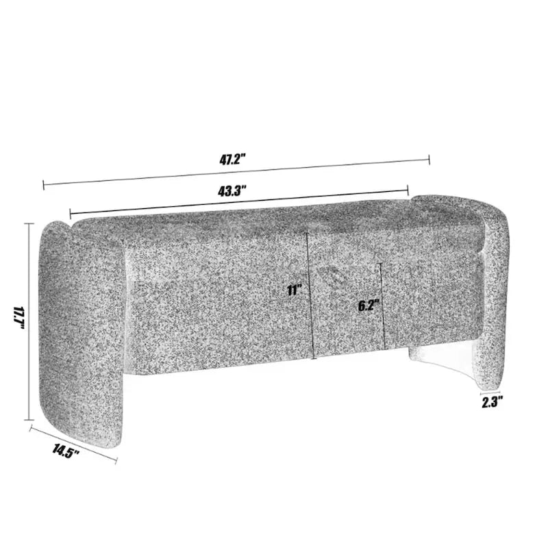 Pouf contenitore ovale grigio, panca poggiapiedi in tessuto ciniglia, 1-2 posti a sedere