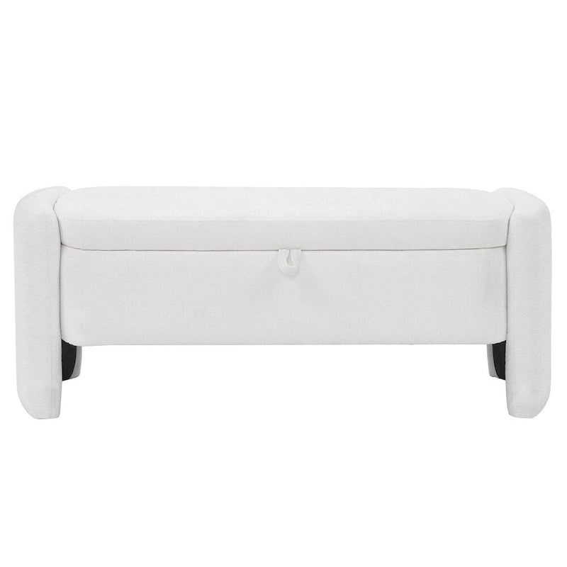 Pouf contenitore ovale grigio, panca poggiapiedi in tessuto ciniglia, 1-2 posti a sedere