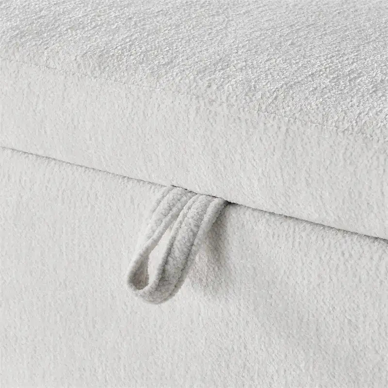 Pouf contenitore ovale grigio, panca poggiapiedi in tessuto ciniglia, 1-2 posti a sedere