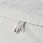 Pouf contenitore ovale grigio, panca poggiapiedi in tessuto ciniglia, 1-2 posti a sedere