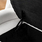 Pouf contenitore ovale grigio, panca poggiapiedi in tessuto ciniglia, 1-2 posti a sedere
