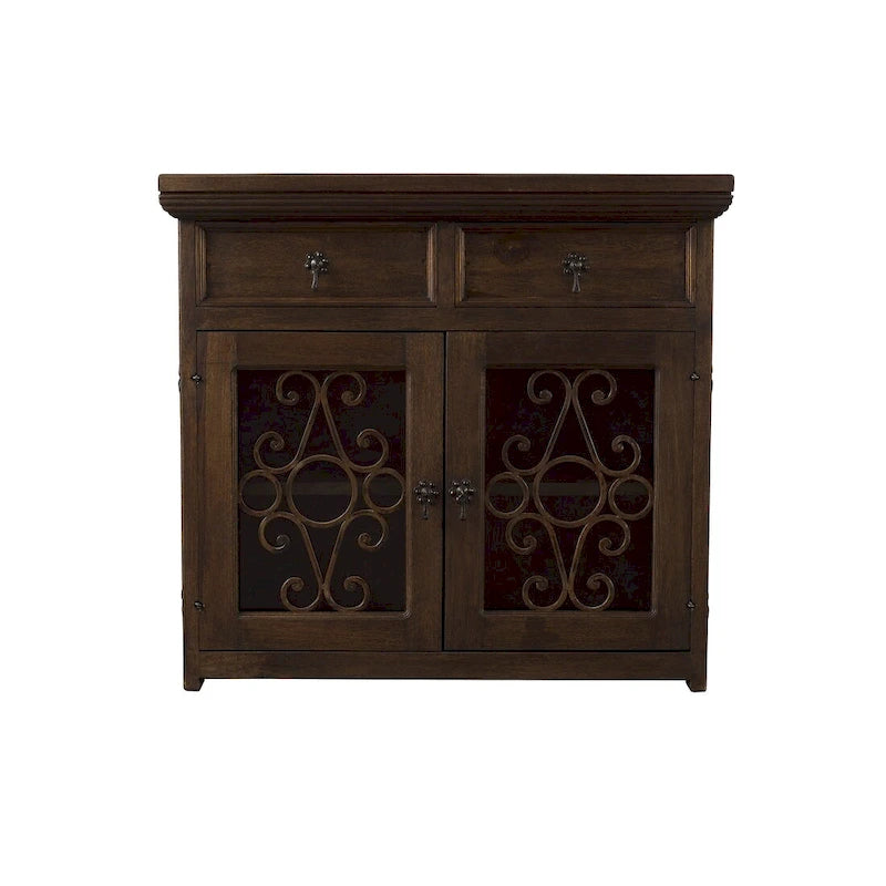 Credenza/Buffet in Legno Rustico Riciclato e Ferro Battuto Marrone, 99 cm di Larghezza, Montaggio senza Aiuto (1 persona)