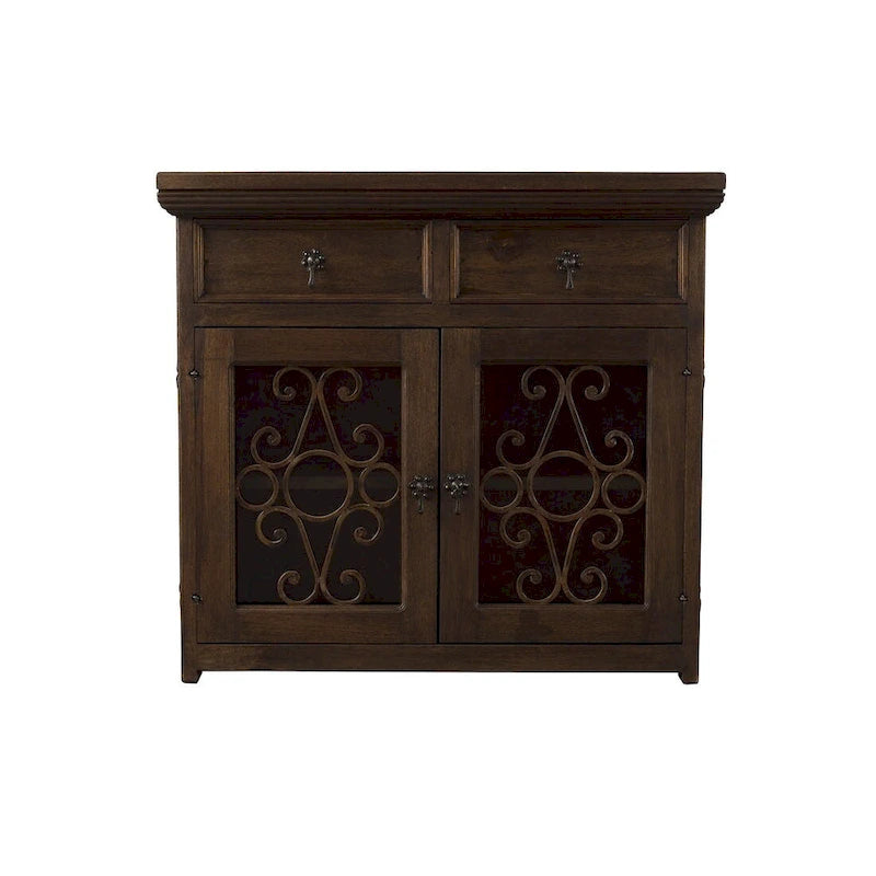 Credenza/Buffet in Legno Rustico Riciclato e Ferro Battuto Marrone, 99 cm di Larghezza, Montaggio senza Aiuto (1 persona)
